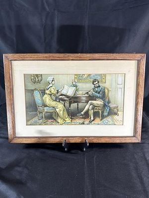 L.G. Ferris (1863-1390) "Music Hath Charms". Vintage Print; Framed and matted under glass to 21"x14"