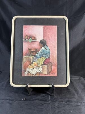 Angela V Ochoa "Mujer Publana" Original Framed Art. 16.5" x 20"