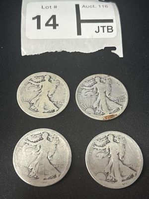 Walking Liberty Lot of 4. No Dates