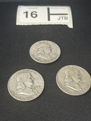 Franklin Silver Half Dollar Lot of 3. 195119581961