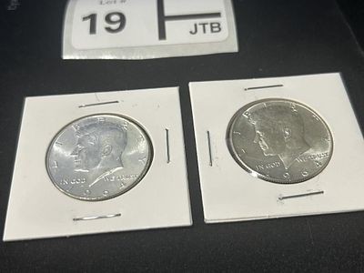 964 Kennedy Half Dollar Lot of 2. 90 % Silver