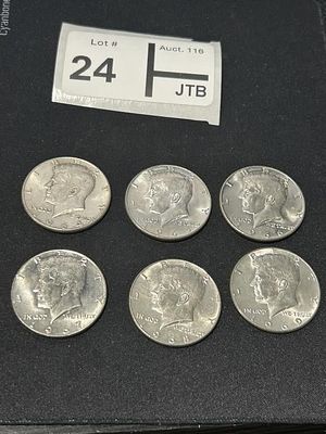 1964 - 1969 Kennedy Half Dollar Lot of 6. 1964 90 % Silver Lot of 11965-1969 40% Silver Lot of 5