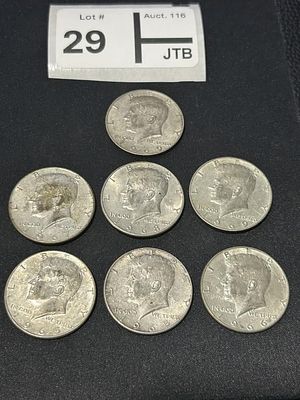 1965-69 Kennedy Half Dollar Lot of 7. 40 % Silver