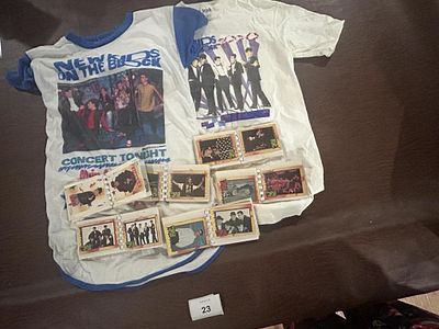 Vintage New Kids on The Block T-Shirt Lot. 2 Youth Shirts and Card Lot