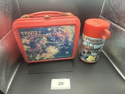 1984 Original TRANSFORMERS Lunch Box. Plastic With Thermos