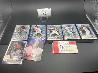 Baseball Card Lot with Vintage Game Stub