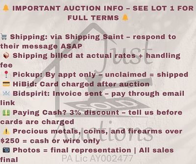 PLEASE READ-Important Auction Policies. Welcome to Just Sold Auctions! Please review the 