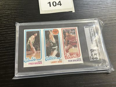 1980-81 TOPPS #165 LARRY BIRD/FRED BROWN/RON. BREWER; PSA 6.5 EX NM+