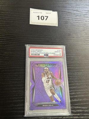 2023 Obsidian Buddy Hield #125. Electric Etch Purple Flood- #20/49 PSA 10 GEM MT