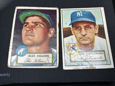 A Pair of 1952 Topps Baseball Cards Alex Kellner #108 and Joe Ostrowski #206. Topps baseball 