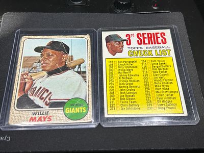 Two 1968 Topps Willie Mays Baseball Cards, #50 and #191 Checklist. Two 1968 Topps baseball cards 