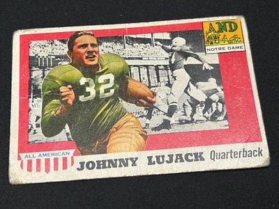 1955 Topps All-American Johnny Lujack Football Card Number 52. Topps All-American football card 