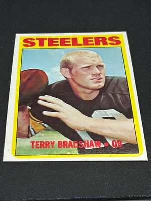 1972 Topps Football Terry Bradshaw #150. 1972 Topps football trading card featuring Pittsburgh 