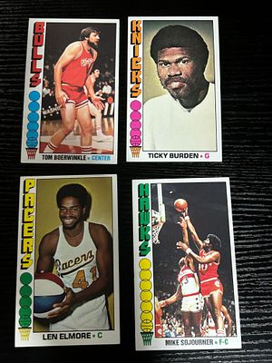 A Group of 1976-77 Topps Basketball Tallboy Cards. A group of four oversized basketball cards 