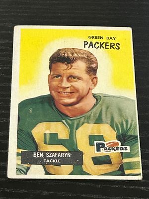 1954 Bowman Football Card No. 86 Len Szafaryn Green Bay Packers. 1954 Bowman football card 