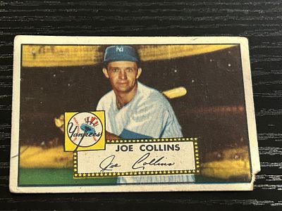 1952 Topps Joe Collins New York Yankees Baseball Card Number 202. 1952 Topps baseball card 