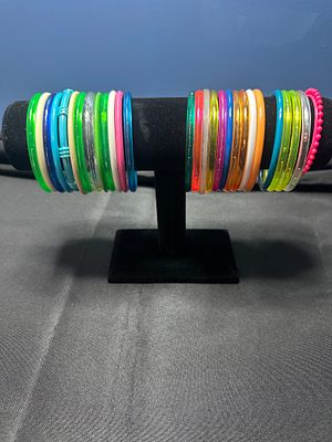 Plastic and Resin Bangle Bracelets. Collection of vintage-style costume jewelry bangles 