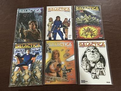 Battlestar Galactica Comic Lot (6 issues). includes assorted Realm Press issues and special 