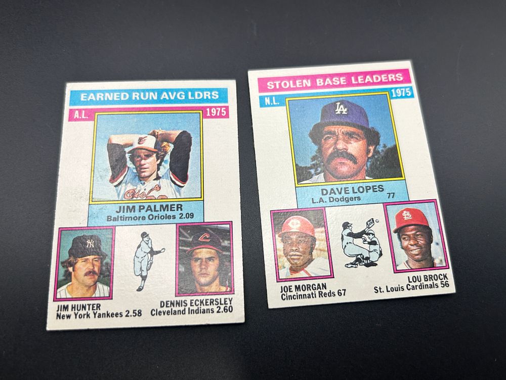 Lot 156: A Pair of 1976 Topps Baseball Cards League Leaders #197 and #202