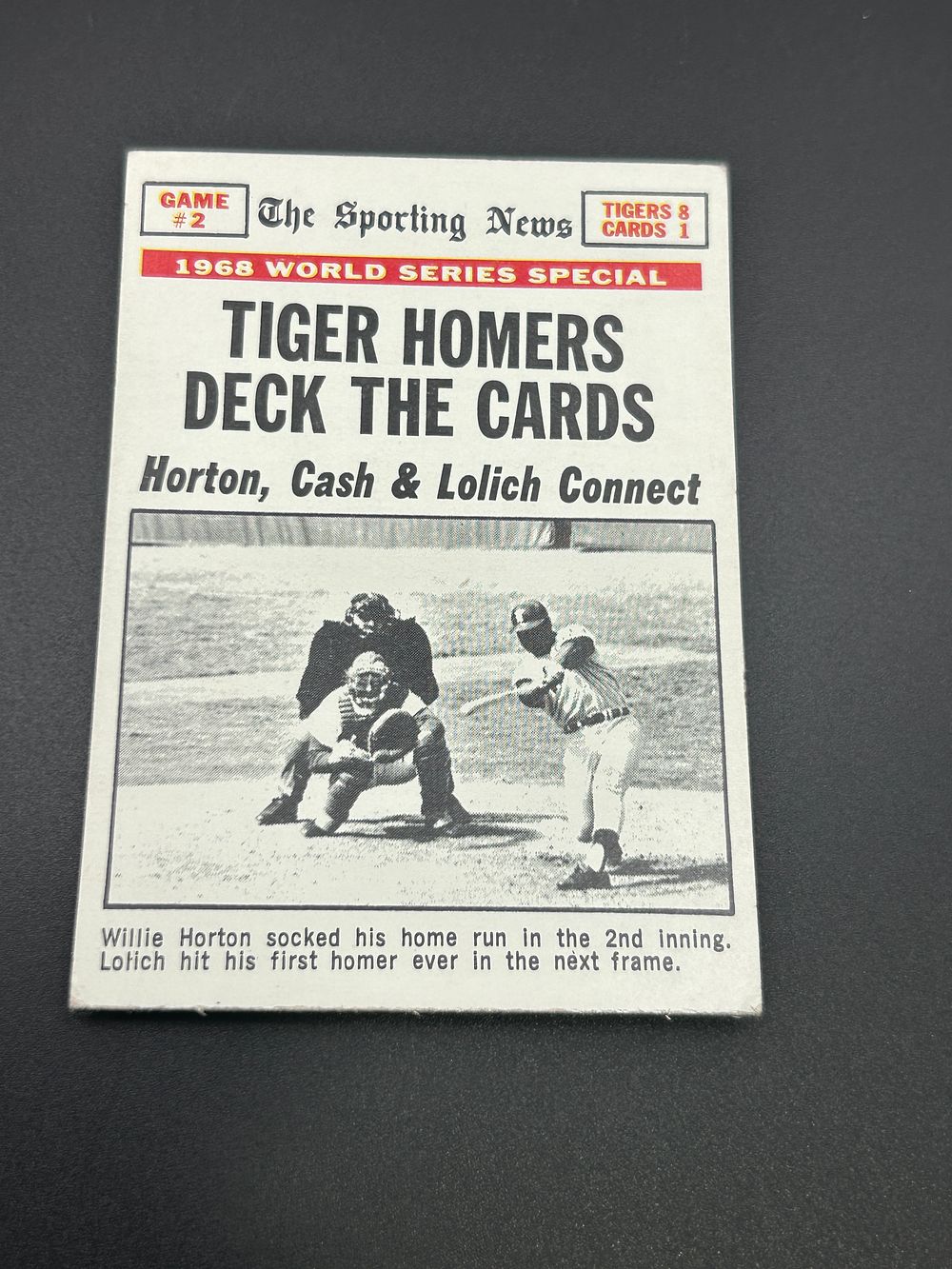 Lot 179: 1969 Topps Baseball Card #163 1968 World Series Game 2 Tiger Homers Deck the Cards