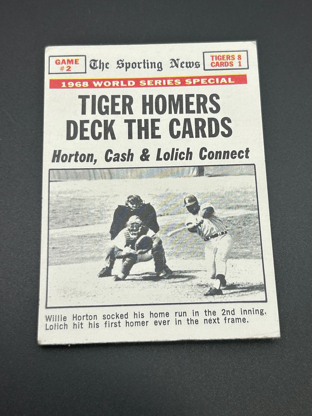 Lot 184: 1969 Topps Baseball Card #163 1968 World Series Game 2 Tiger Homers Deck the Cards