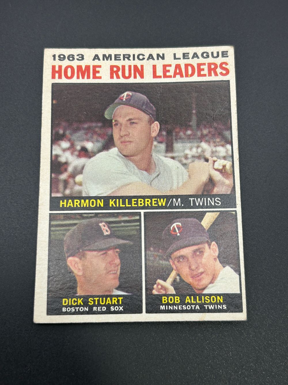 Lot 192: 1964 Topps #10 American League Home Run Leaders Harmon Killebrew Bob Allison Dick Stuart