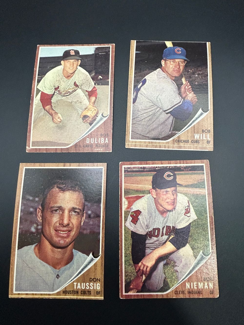 Lot 203: A Collection of Four 1962 Topps Baseball Cards