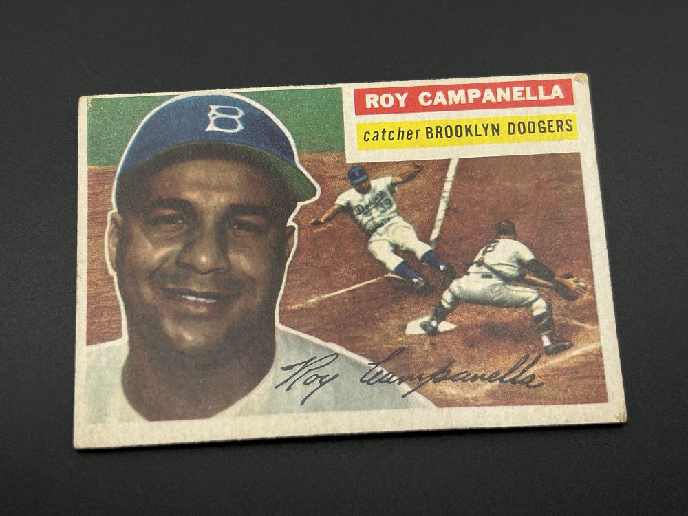 Lot 220: 1956 Topps Roy Campanella Brooklyn Dodgers Baseball Card Number 101 Grey Back