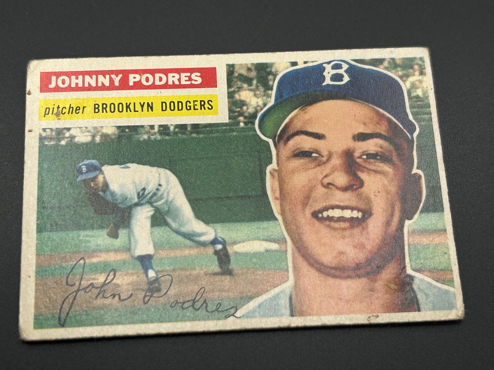 Lot 227: 1956 Topps Johnny Podres Brooklyn Dodgers Baseball Card #173