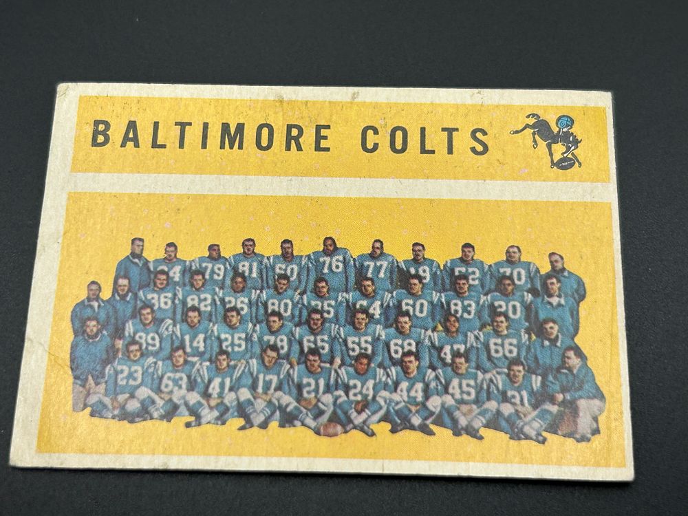 Lot 231: 1960 Topps Football Baltimore Colts Team Card #11 Checklist Back