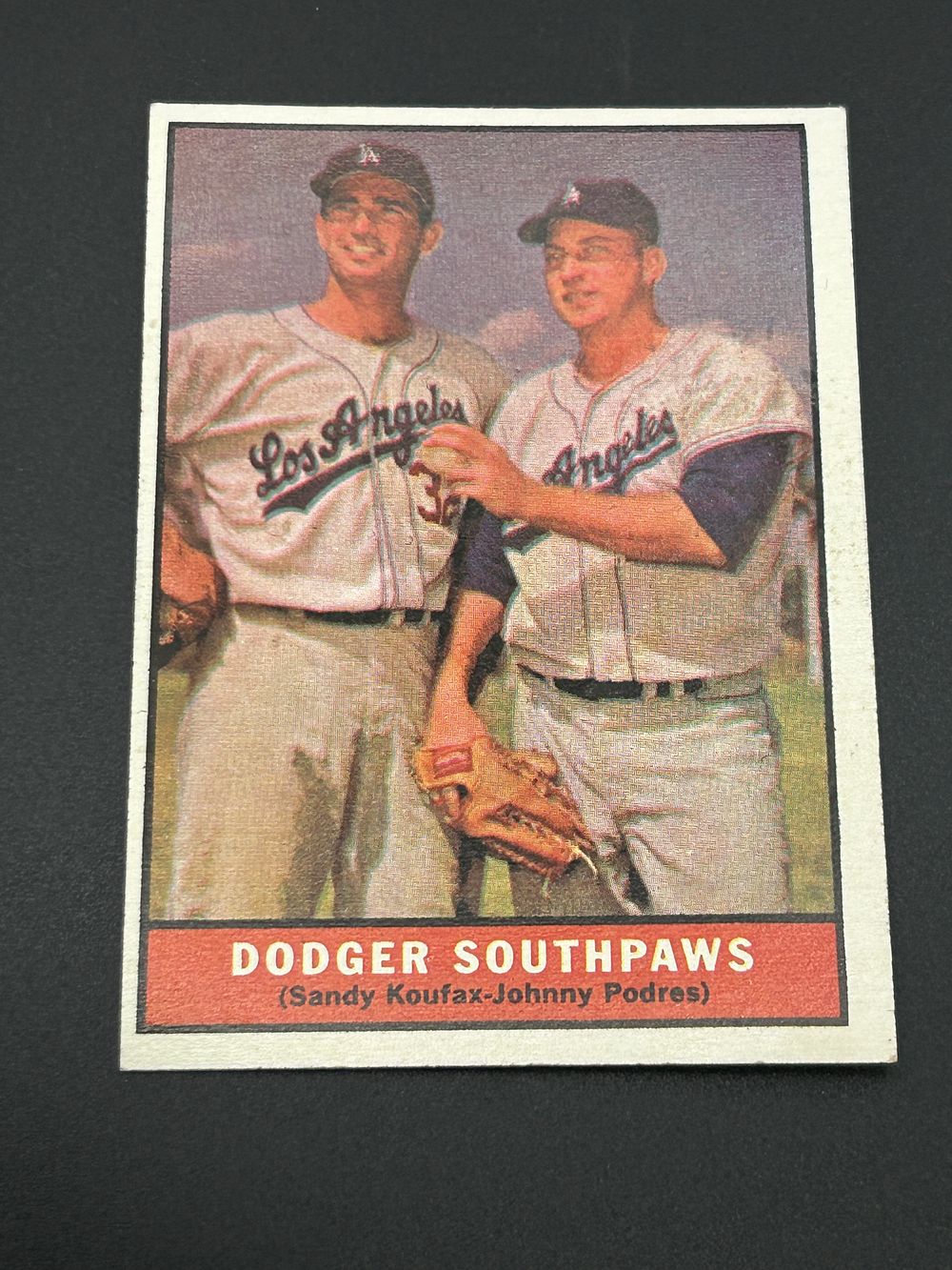 Lot 237: 1961 Topps #207 Dodger Southpaws Sandy Koufax and Johnny Podres