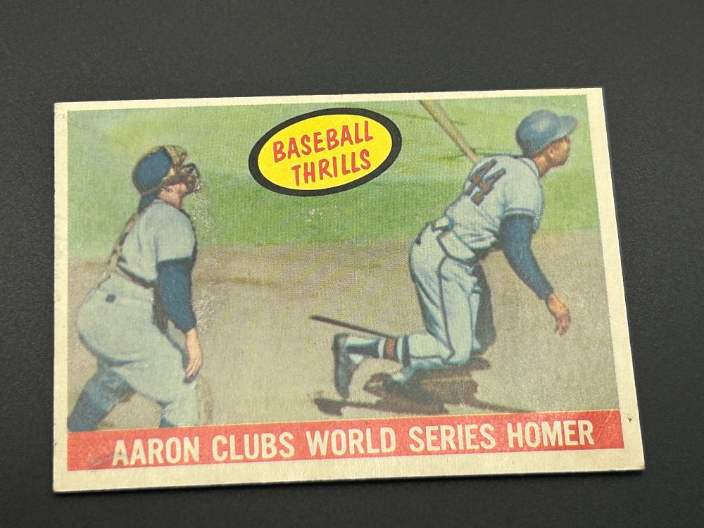 Lot 240: 1959 Topps Hank Aaron Clubs World Series Homer #467 Baseball Card