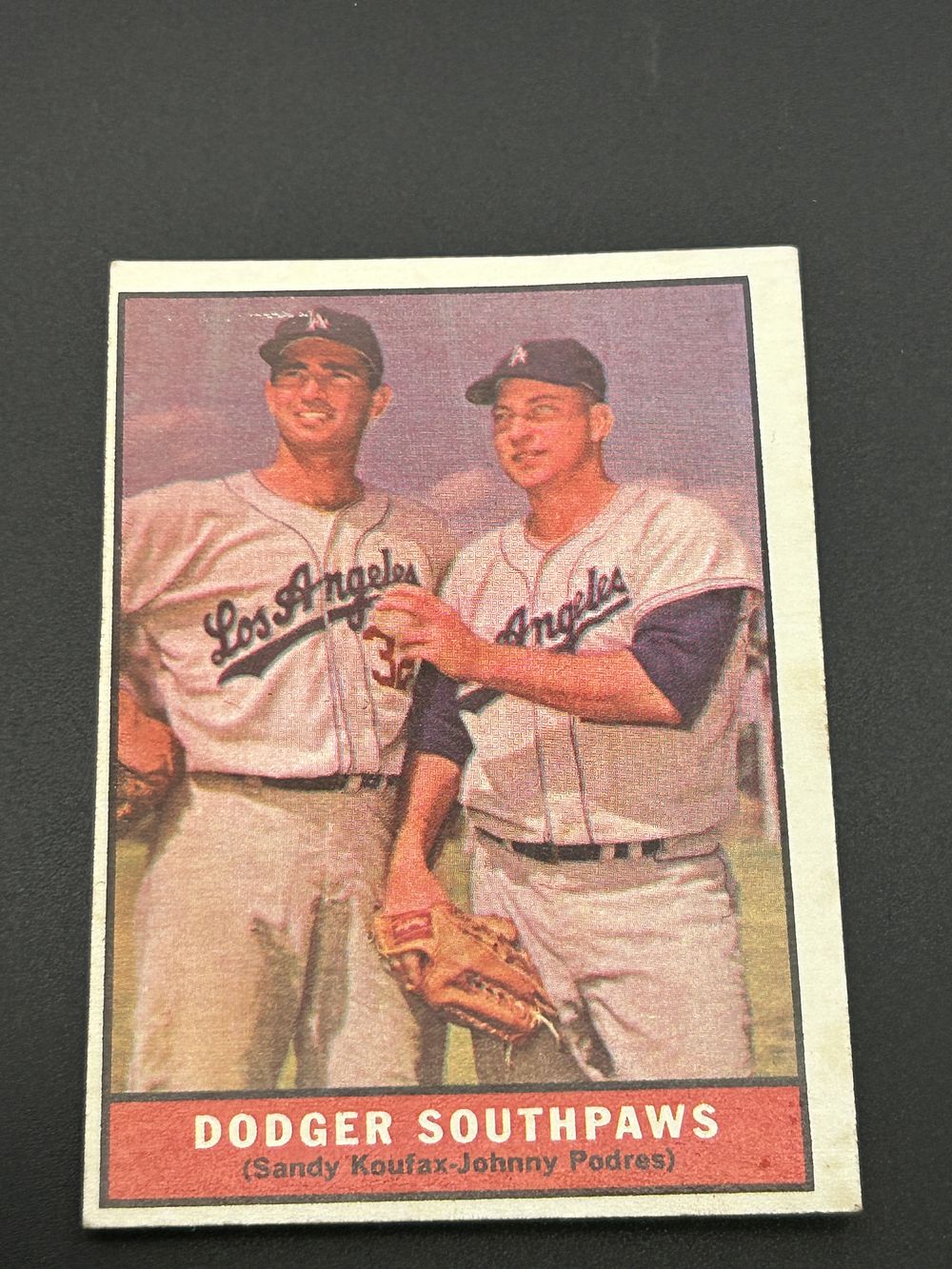 Lot 247: 1961 Topps Baseball #207 Dodger Southpaws Sandy Koufax and Johnny Podres
