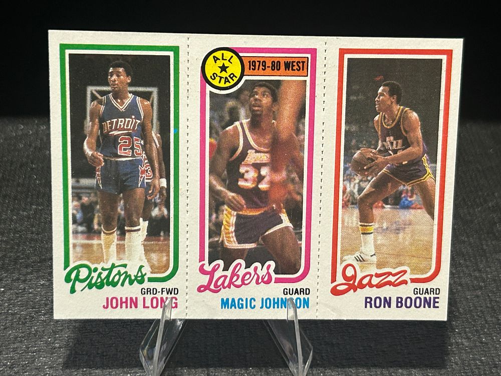 Lot 255: 1980-81 Topps Basketball John Long Magic Johnson Rookie Ron Boone 3-Panel Card No. 88 CL18 237
