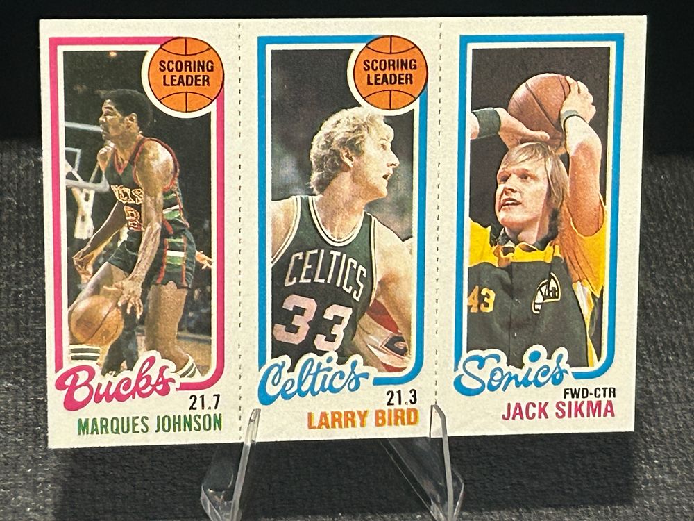 Lot 258: 1980-81 Topps Basketball Three-Panel Trading Card Featuring Larry Bird Rookie Card