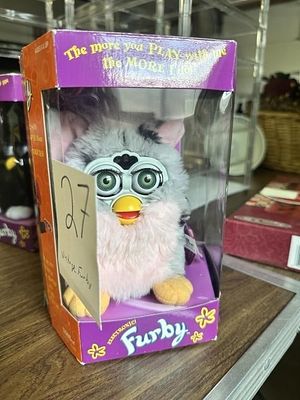 Vintage Leopard Spot Pink and Grey Furby Gen 1. in box