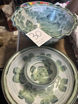 Malahide Pottery Chip and Dip and Serving Bowl