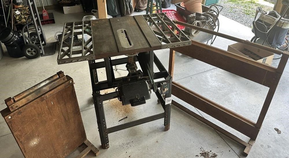 Lot 260: Large Table Saw and 2 Wooden Roller Guides