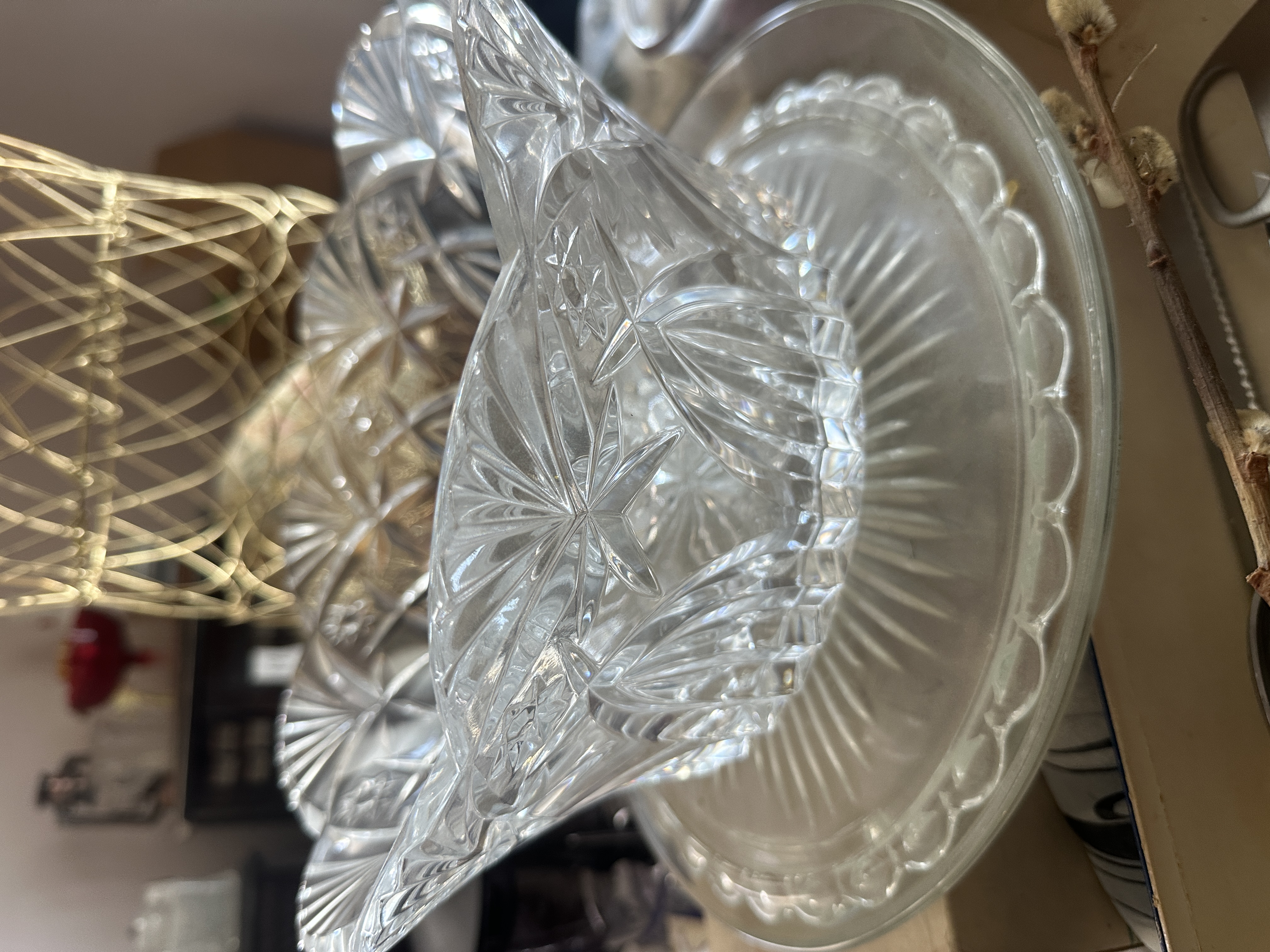 Dining Room Table Contents assorted table lot with glassware, kitchen items, serving pieces, decor, small household items, and contents as s