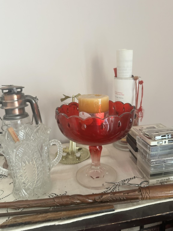 Furniture Tops & Windowsill Contents assorted glassware, decor, candles, small household items, boxed items, and contents from furniture top