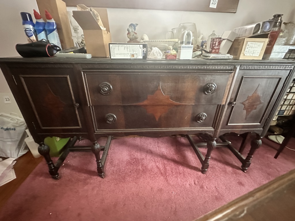 Wood Sideboard Buffet wood sideboard buffet with 2 cabinet doors and center drawers. Measures approx. 72" long x 40" high