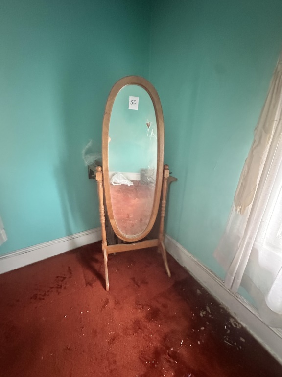 Vintage Wood Oval Floor Mirror