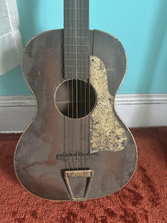 The First National Institute Of Allied Arts Guitar vintage acoustic guitar marked The First National Institute of Allied Arts. Project/displ