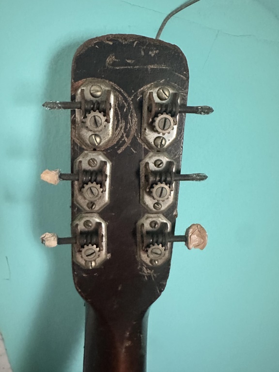 The First National Institute Of Allied Arts Guitar vintage acoustic guitar marked The First National Institute of Allied Arts. Project/displ