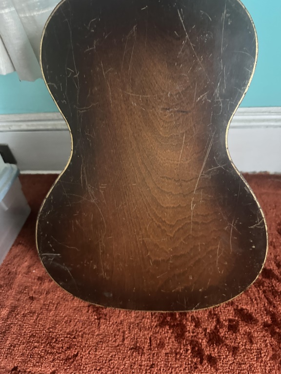 The First National Institute Of Allied Arts Guitar vintage acoustic guitar marked The First National Institute of Allied Arts. Project/displ