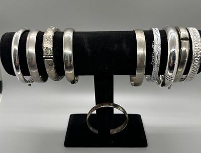 Vintage Silver-Tone Bangle & Cuff Bracelets