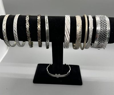 Vintage Silver-Tone Bangle & Cuff Bracelets