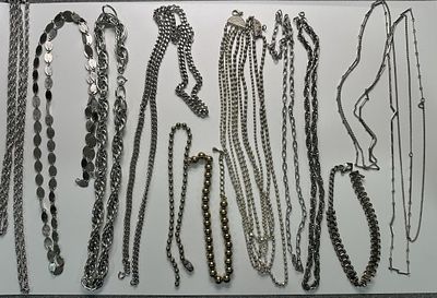 Vintage Silver-Tone Chain & Bead Necklaces