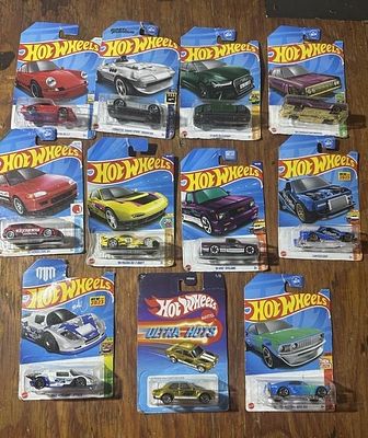 Lot of 11 Hot Wheels Die-Cast Cars. Mainlines & Ultra Hots Series
