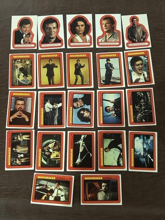 Lot 301: 1979 Topps James Bond Moonraker Sticker Set of 22
